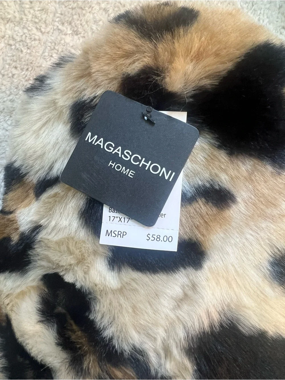 Heart-Shaped Faux Fur Leopard Print Pillow